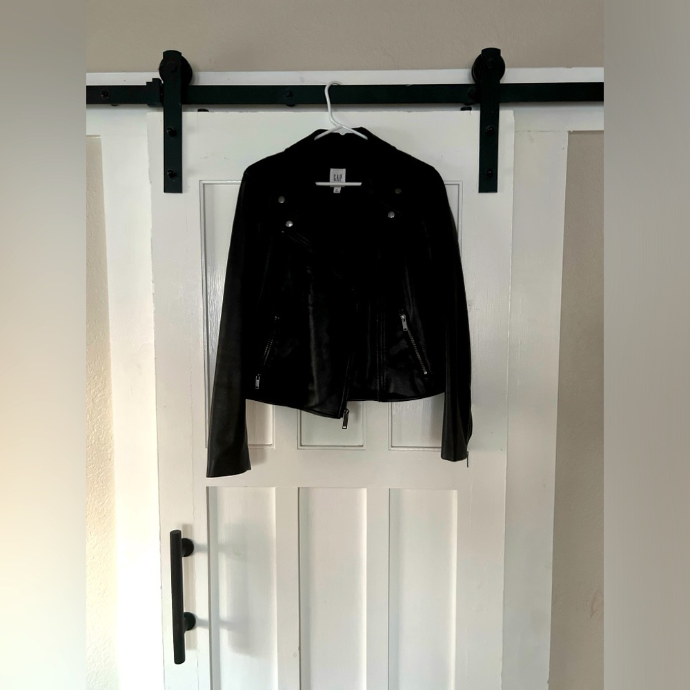 Gap Vegan Leather Moto Jacket | Size M